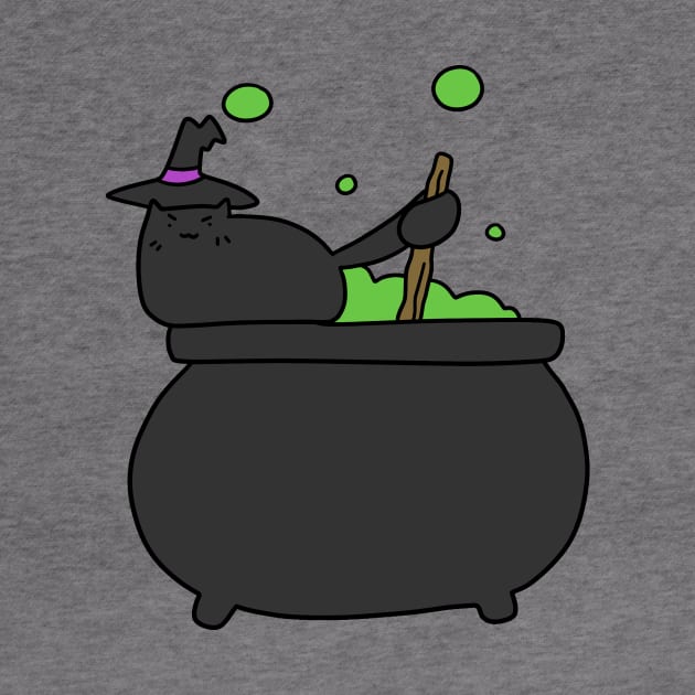 Black Cat and Bubbling Green Cauldron by saradaboru